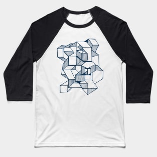 Geometric lineart futuristic city blue Baseball T-Shirt